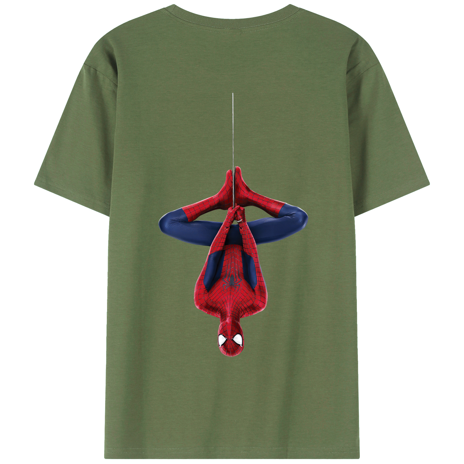 （画像用） Spider Man スパイダーマン 綿100％ メンズ半袖Tシャツ（バックプリント） 通気性